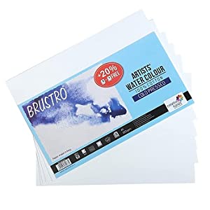 BRUSTRO Artists' Watercolour Papers 100% Cotton 300 GSM A4 Rough (Pack of 5 + 1 Free Sheet)