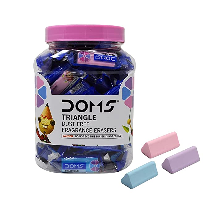 DOMS Triangle Dust Free Fragrance Eraser Jar (50 Pcs)