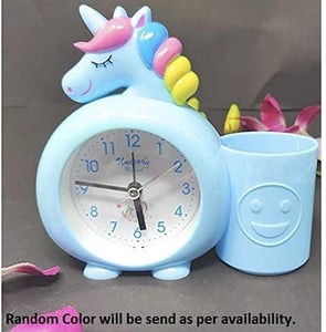 TKS Plastic Unicorn Silent Alarm Table Clock with Pen Stand