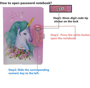 TKS Unicorn Password Lock Diary With Pen