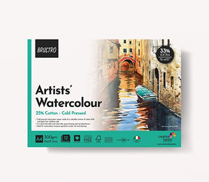BRUSTRO Artists Water Colour  Pad-25% Cotton-300gsm A4 (Cold pressed)