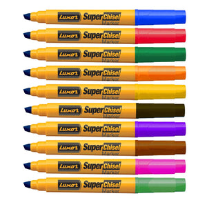 Luxor 999 N Super Chisel Marker - Assorted Colors - Box of 10