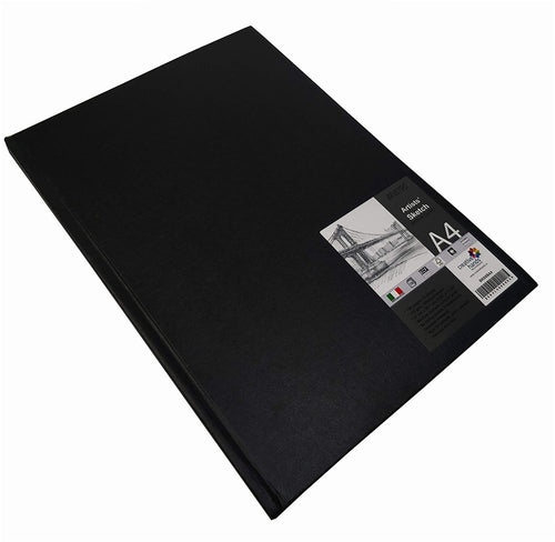 Brustro Black Sketchbook, Wiro Bound, Size A4, 200GSM (40 Sheets) 80 Pages