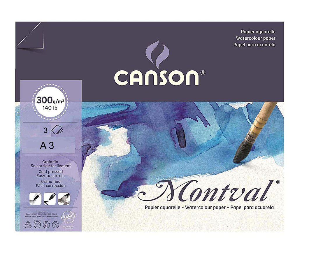 Canson Montval 300GSM Watercolour Paper A3 ( 3 sheets)