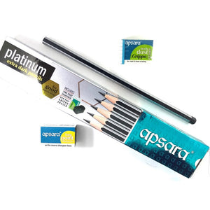 Apsara platinum pencil (10 piece with free eraser & sharpener)