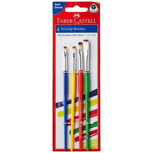 FABER-CASTELL 4 Tri Grip Brushes (Flat)  (Assorted)