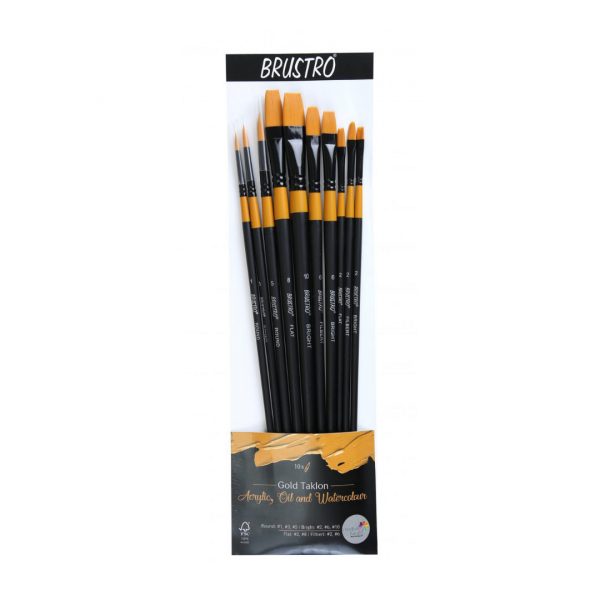 BRUSTRO Artist' Gold Taklon Set of 10 Brushes