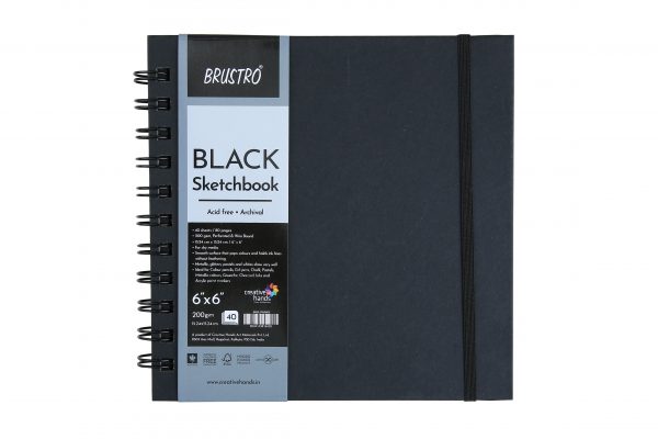 Brustro Black Sketchbook, Wiro Bound, 200GSM (40 Sheets)80pages