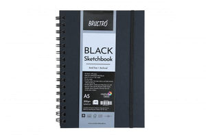 Brustro Black Sketchbook, Wiro Bound, 200GSM (40 Sheets)80pages