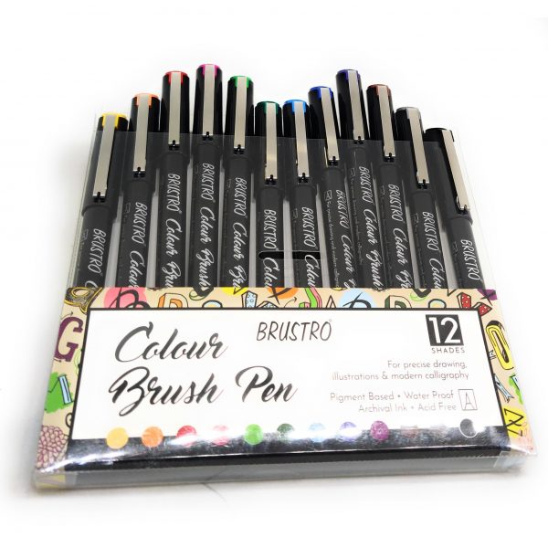 BRUSTRO Colour Brush Pens Assorted Set of 12