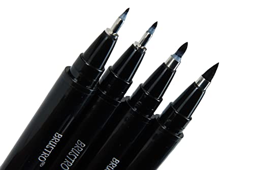 Brustro Fude Hard-tip Black Ink Brush Pen Set of 4