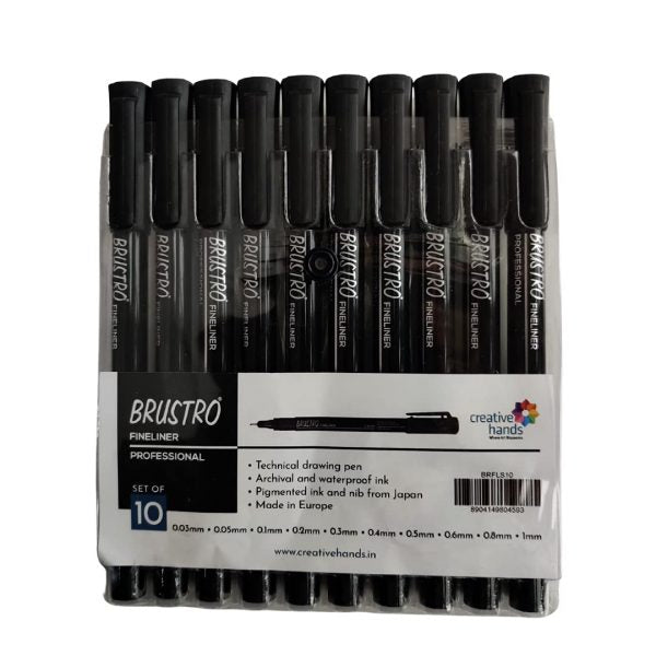 Brustro Professional Pigment Based Fineliner(6,10)(Black)