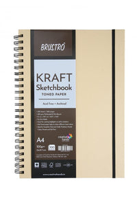Brustro Toned Paper – Kraft Sketchbook, Wiro Bound ,100GSM (100 Sheets) 200 Pages (OPEN STOCK)