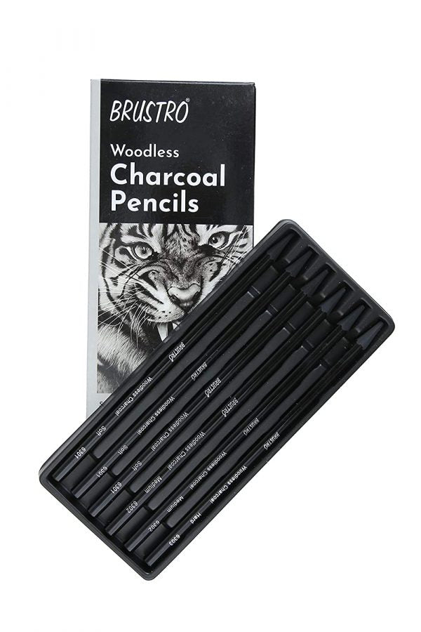 BRUSTRO Woodless Charcoal Pencils Set of 6