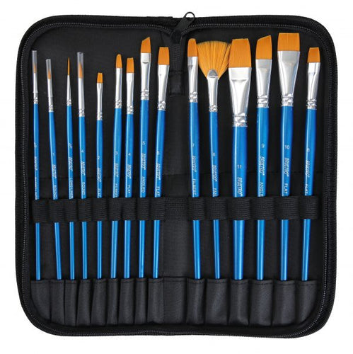 Brustro Synthetic Hair Short Handle Artists' Brush Set of 15