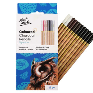 Mont Marte Coloured Charcoal Pencils - 12pcs