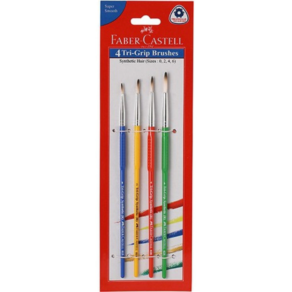 Faber-Castell Tri-Grip Brush - Round, Pack of 4 (Assorted)
