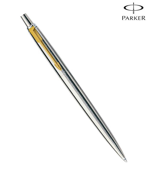 Parker Jotter Stainless Steel Golden Finish Trim Ballpoint Pen