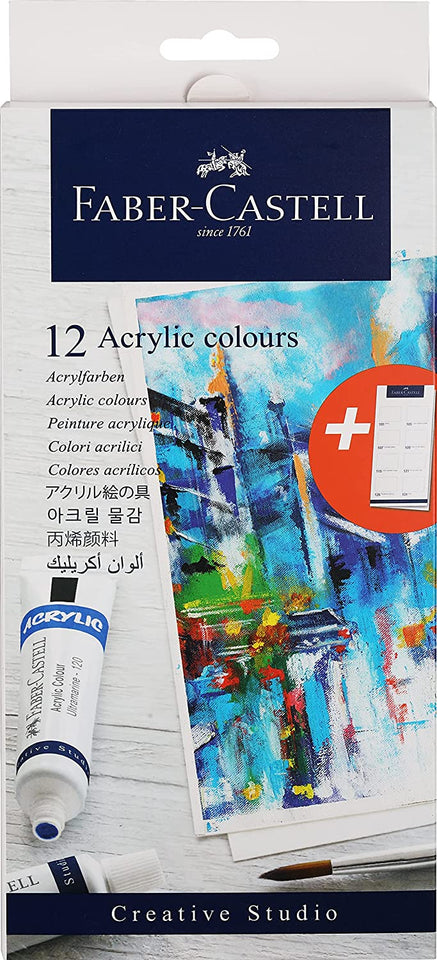 Faber-Castell Acrylic Colours , 12 Shades , 20ml – TheKalamStore