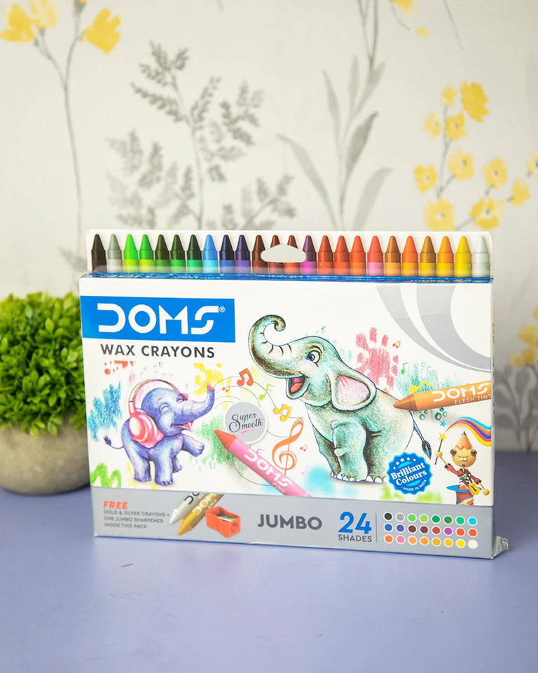 Doms Jumbo Wax Crayons- 24 Shades, Multicolor