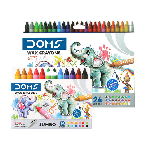 Doms Jumbo Wax Crayons- 24 Shades, Multicolor