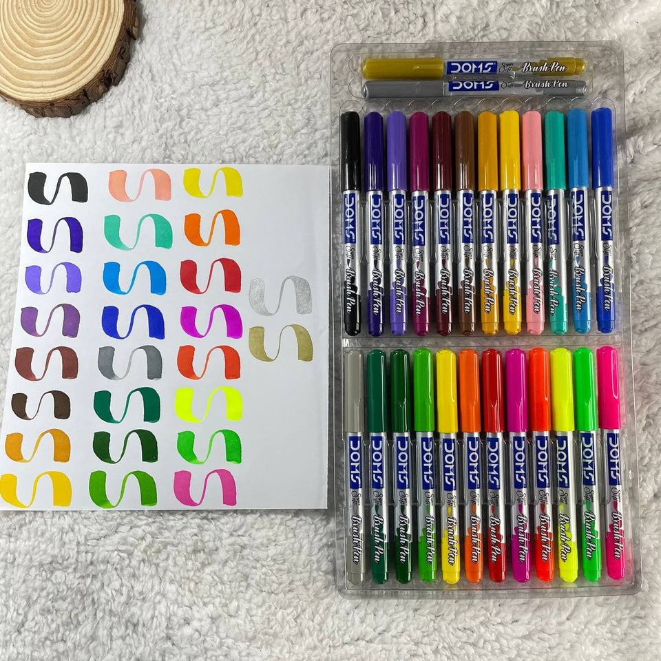 DOMS Brush Pens Colour 14 And 26 Shades - Sitaram Stationers