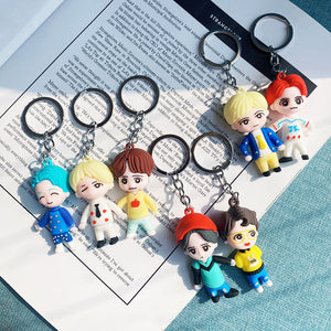 TKS BTS Tiny Tan 3D Silicone Puppet Keychain ( set of 7)
